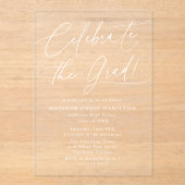Elegant Celebrate, der Grad-White-Script-Abschluss Acryleinladungen (Vorderseite)