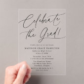 Elegant Celebrate the Grad Black Script Abschluss Acryleinladungen (Insitu (Handheld))