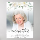 Elegant Celebrating the Life of Floral Photo Poster (Vorne)