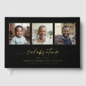 Elegant Celebration of Life 3 Photos Funeral Gästebuch (Vorderseite)