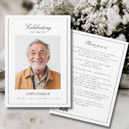 Elegant Celebration of Life Funeral Photo QR Code Einladung