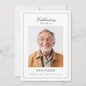 Elegant Celebration of Life Funeral Photo QR Code Einladung (Vorderseite)