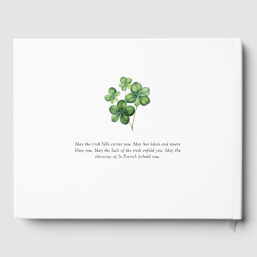 Elegant Celebration of Life' Irish Shamrock Clover Gästebuch (Rückseite)