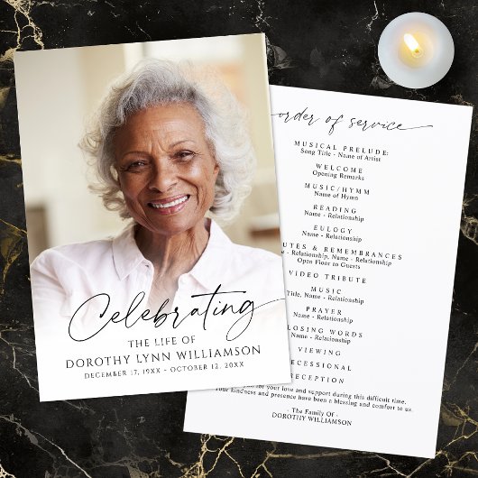 Elegant Celebration of Life Photo Script Program Programm