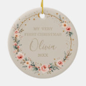 Elegant Celestial 1st Baby First Christmas Keramik Ornament (Hinten)