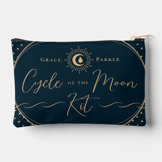 Elegant Celestial Blue First Moon Period Zubehörtasche (Rückseite)