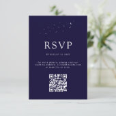 Elegant Celestial Blue QR Code Moderne Hochzeit RSVP Karte (Stehend Vorderseite)