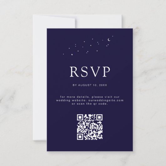 Elegant Celestial Blue QR Code Wedding Foto RSVP Karte (Vorderseite)