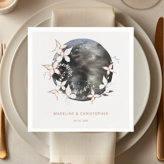 Elegant Celestial Butterfly Save the Date Hochzeit Serviette