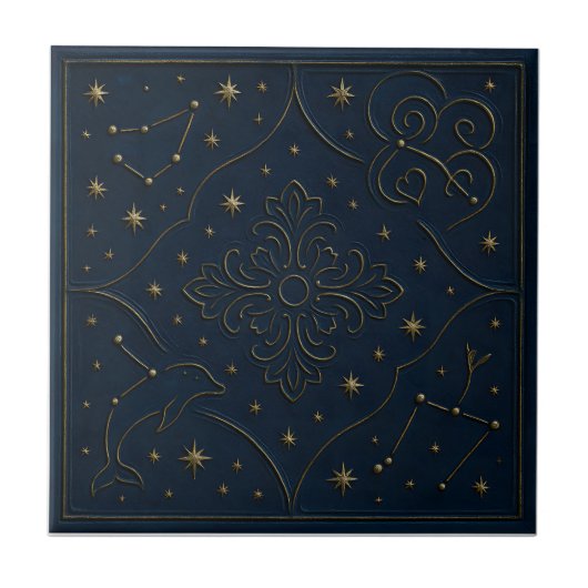 Elegant Celestial Ceramic Tile Fliese (Vorderseite)