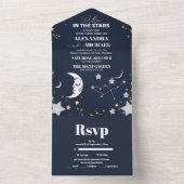 Elegant Celestial Crescent Moon Wedding All In One Einladung (Innen Boden)
