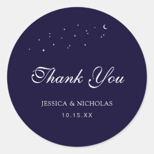 Elegant Celestial Danke, Script-Gastgeschenk Hochz Runder Aufkleber