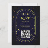 Elegant Celestial Gold Moon Dark Blue UAWG Einladung (Vorderseite)