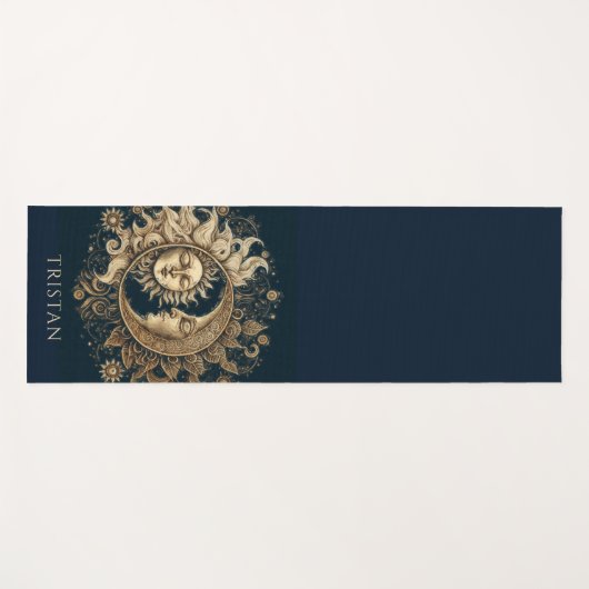 Elegant Celestial Gold Sun Moon Personalisiert Yogamatte (Vorderseite (Horizontal))