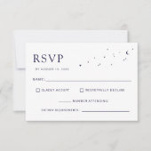 Elegant Celestial Midnight Blue Monogram Wedding RSVP Karte (Vorderseite)