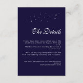 Elegant Celestial Midnight Blue Wedding Details Begleitkarte (Vorderseite)