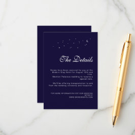 Elegant Celestial Midnight Blue Wedding Details Begleitkarte