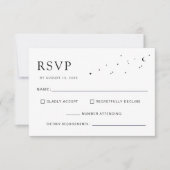 Elegant Celestial Minimal Black Monogram Wedding RSVP Karte (Vorderseite)