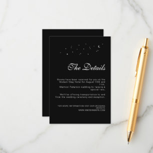 Elegant Celestial Minimal Black Wedding Details Begleitkarte