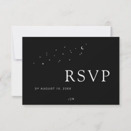 Elegant Celestial Moon & Stars Black Wedding RSVP Karte