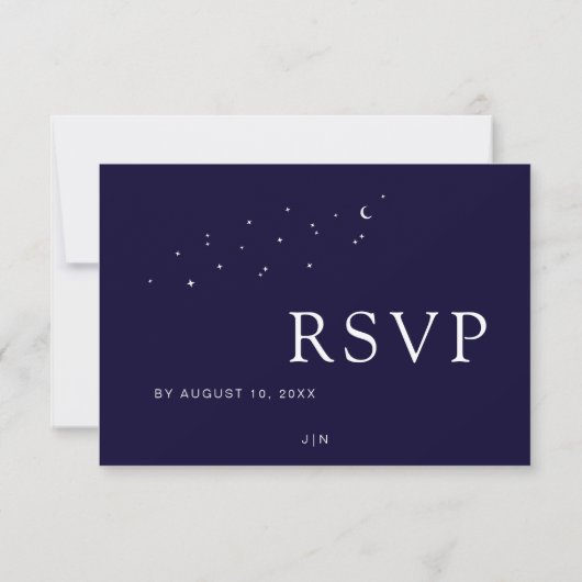 Elegant Celestial Moon & Stars Blue Wedding RSVP Karte (Rückseite)