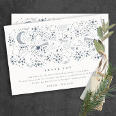 Elegant Celestial Navy Starry Night Moon Wedding Dankeskarte