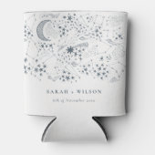 Elegant Celestial Navy Starry Night Moon Wedding Dosenkühler (Vorderseite)