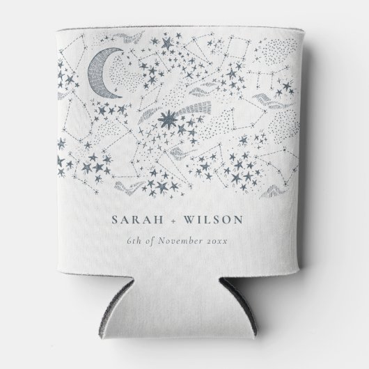 Elegant Celestial Navy Starry Night Moon Wedding Dosenkühler (Vorderseite)