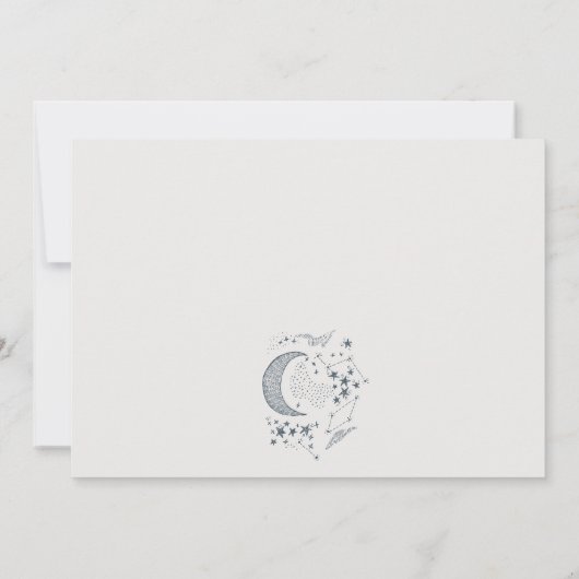 Elegant Celestial Navy Starry Night Moon Wedding Einladung (Rückseite)