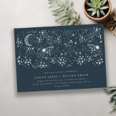 Elegant Celestial Navy Starry Night Moon Wedding Einladung