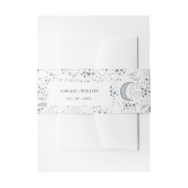 Elegant Celestial Navy Starry Night Moon Wedding Einladungsbanderole