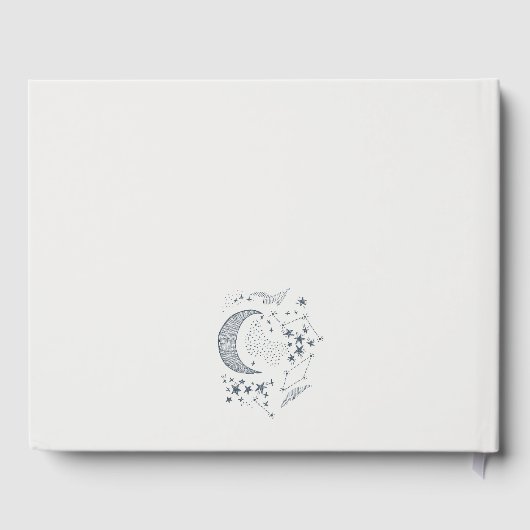 Elegant Celestial Navy Starry Night Moon Wedding Gästebuch (Rückseite)