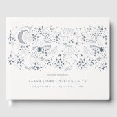 Elegant Celestial Navy Starry Night Moon Wedding Gästebuch (Vorderseite)