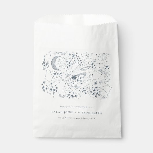 Elegant Celestial Navy Starry Night Moon Wedding Geschenktütchen (Vorderseite)