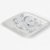 Elegant Celestial Navy Starry Night Moon Wedding Pappteller (Gewinkelt)