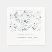 Elegant Celestial Navy Starry Night Moon Wedding Serviette (Vorderseite)