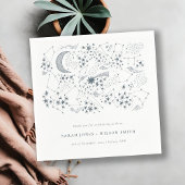 Elegant Celestial Navy Starry Night Moon Wedding Serviette