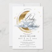 Elegant Celestial Neutral Script Baby Shower Einladung (Vorderseite)