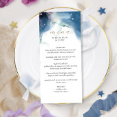 Elegant Celestial Starry Night Sky Wedding Menükarte