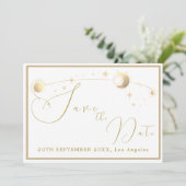 Elegant Celestial Stars Moon Abend Wedding Save The Date (Stehend Vorderseite)