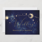 Elegant Celestial Stars Moon Abend Wedding Save The Date (Rückseite)