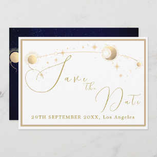 Elegant Celestial Stars Moon Abend Wedding Save The Date