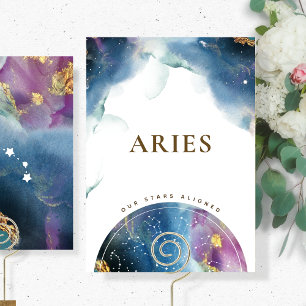 Elegant Celestial Theme Aries Table Name Card Einladung