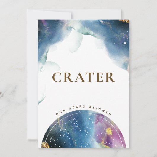 Elegant Celestial Theme Crater Table Name Card Einladung (Vorderseite)
