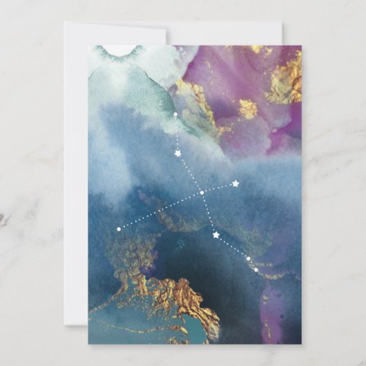 Elegant Celestial Theme Cygnus Table Name Card Einladung (Rückseite)