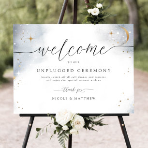 Elegant Celestial Theme Unplugged Zeremony Sign Poster