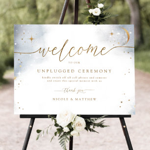 Elegant Celestial Unplugged Zeremony Sign Poster