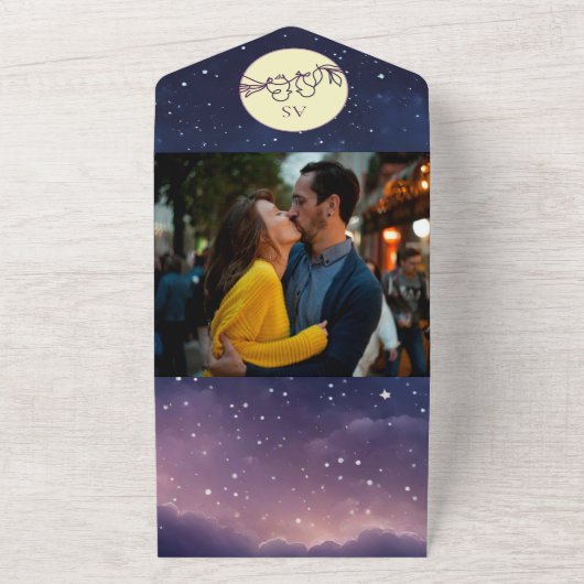 Elegant Celestial Wedding All In One Einladung (Außenbereich)