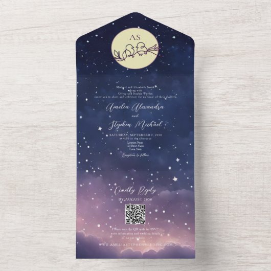 Elegant Celestial Wedding All In One Einladung (Innen Boden)