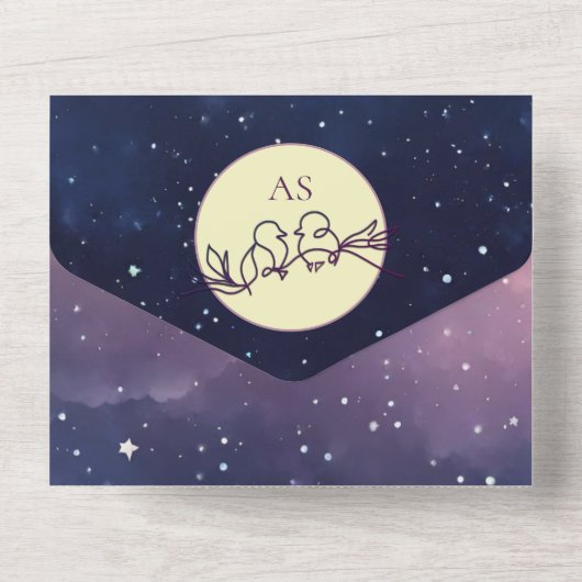 Elegant Celestial Wedding All In One Einladung (Rückseite)